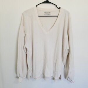 Urban Outfitters Women's Small White Long Sleeve V Neck Sweater